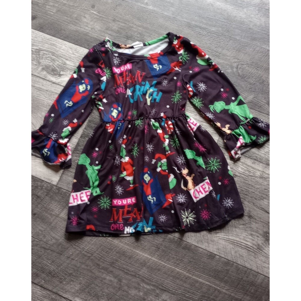 Unknown Label Girls China Sz 100/ US 3T/4T Christmas Grinch Dress